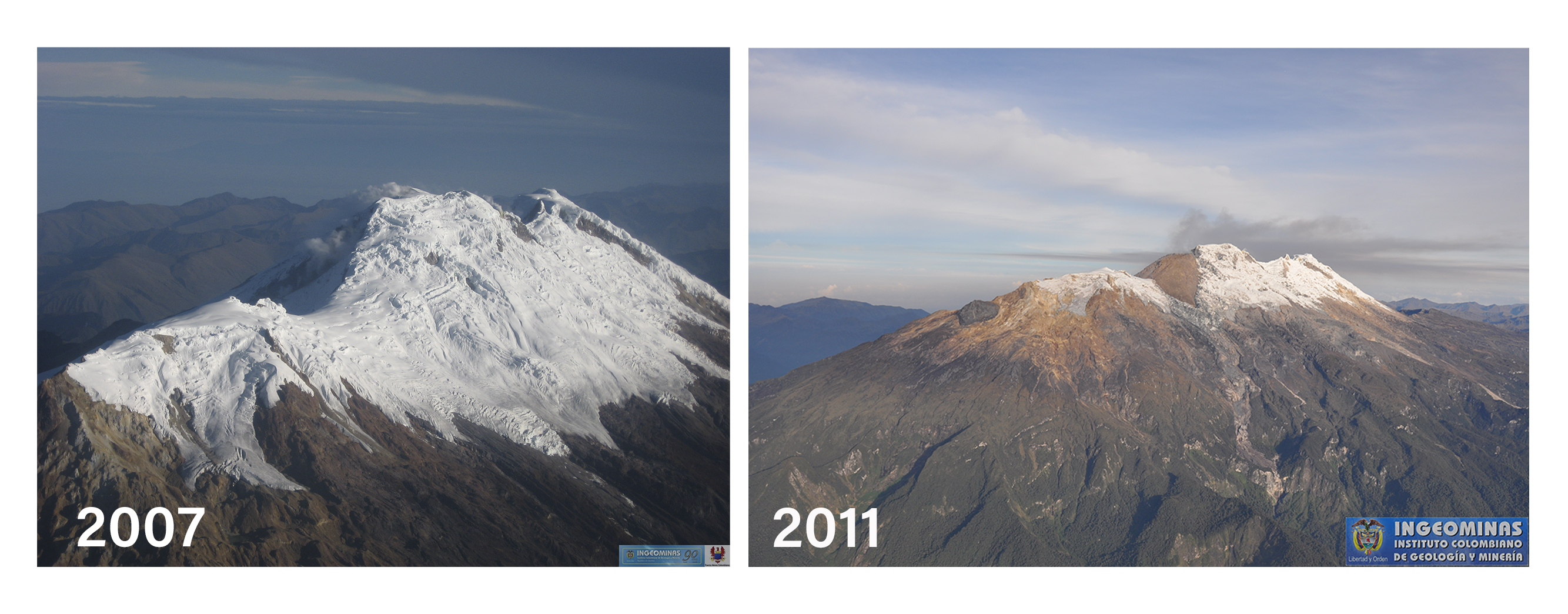 Cambio de cobertura glaciar en el volcán Nevado del Huila