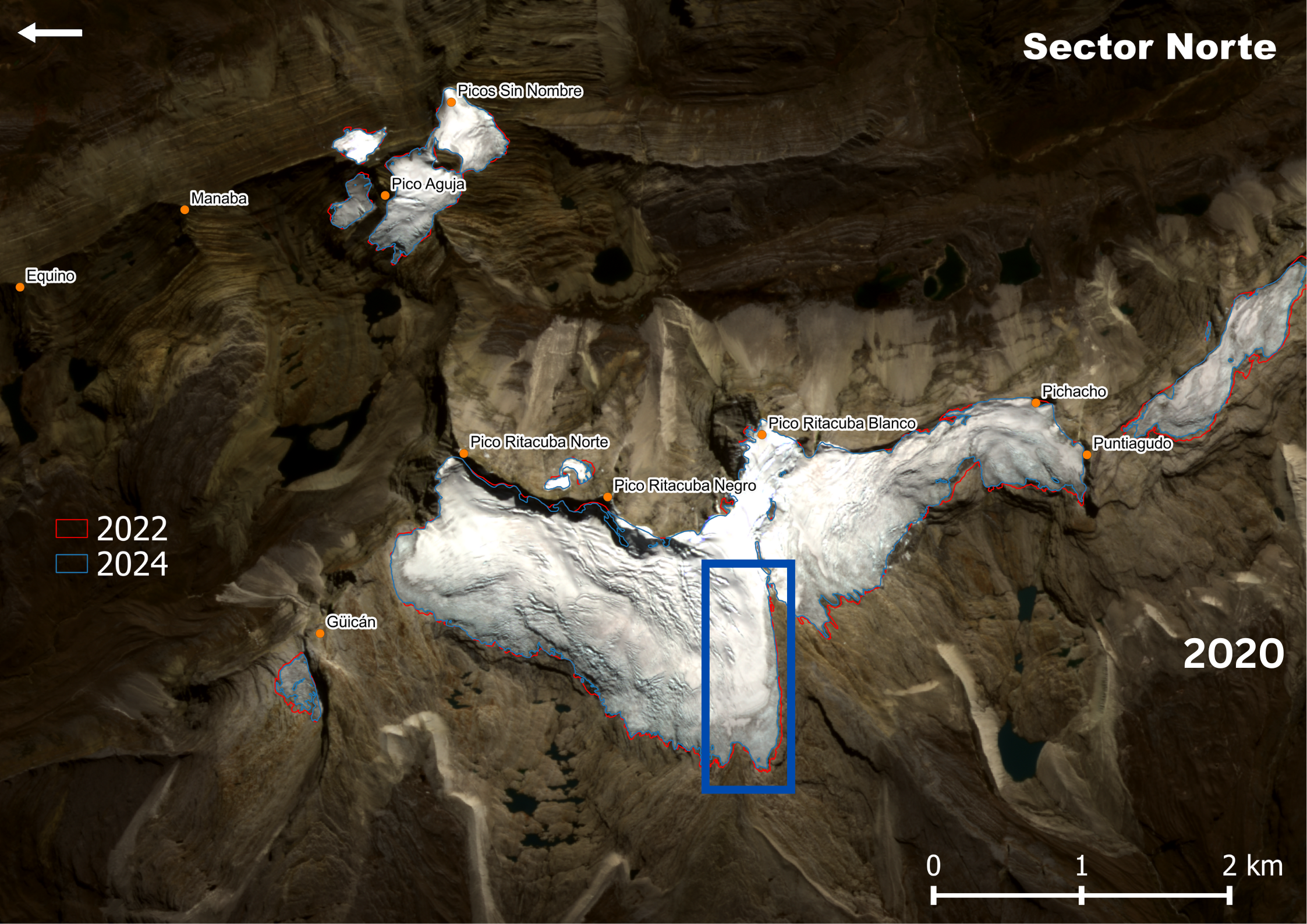 Ubicación del glaciar Ritacuba Blanco