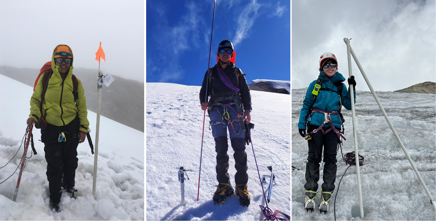 Fotografías comparativas de la superficie glaciar de la baliza