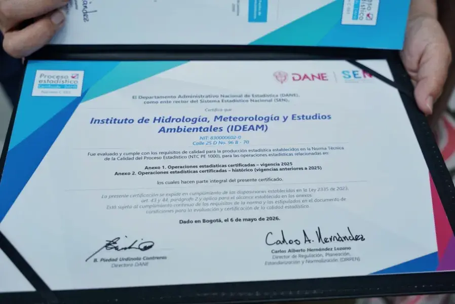 Certificación del Dane a Ideam